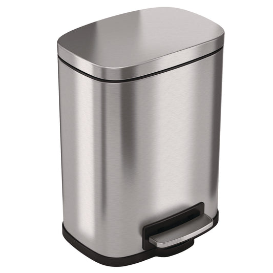 HLS Commercial Step Pedal Trash Can, 1.3 gal, Plastic/Stainless Steel, Silver (HLSS01R)