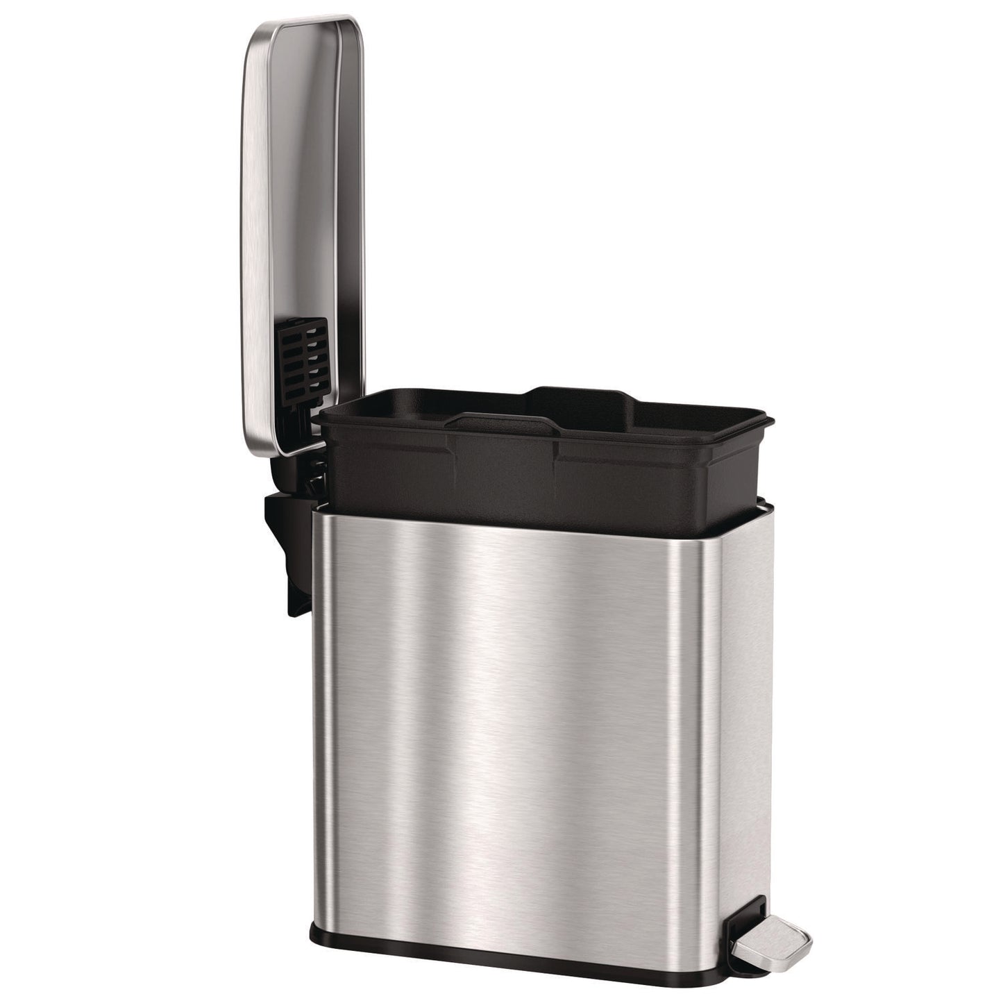 HLS Commercial Step Pedal Trash Can, 3 gal, Plastic/Stainless Steel, Silver (HLSS03R)