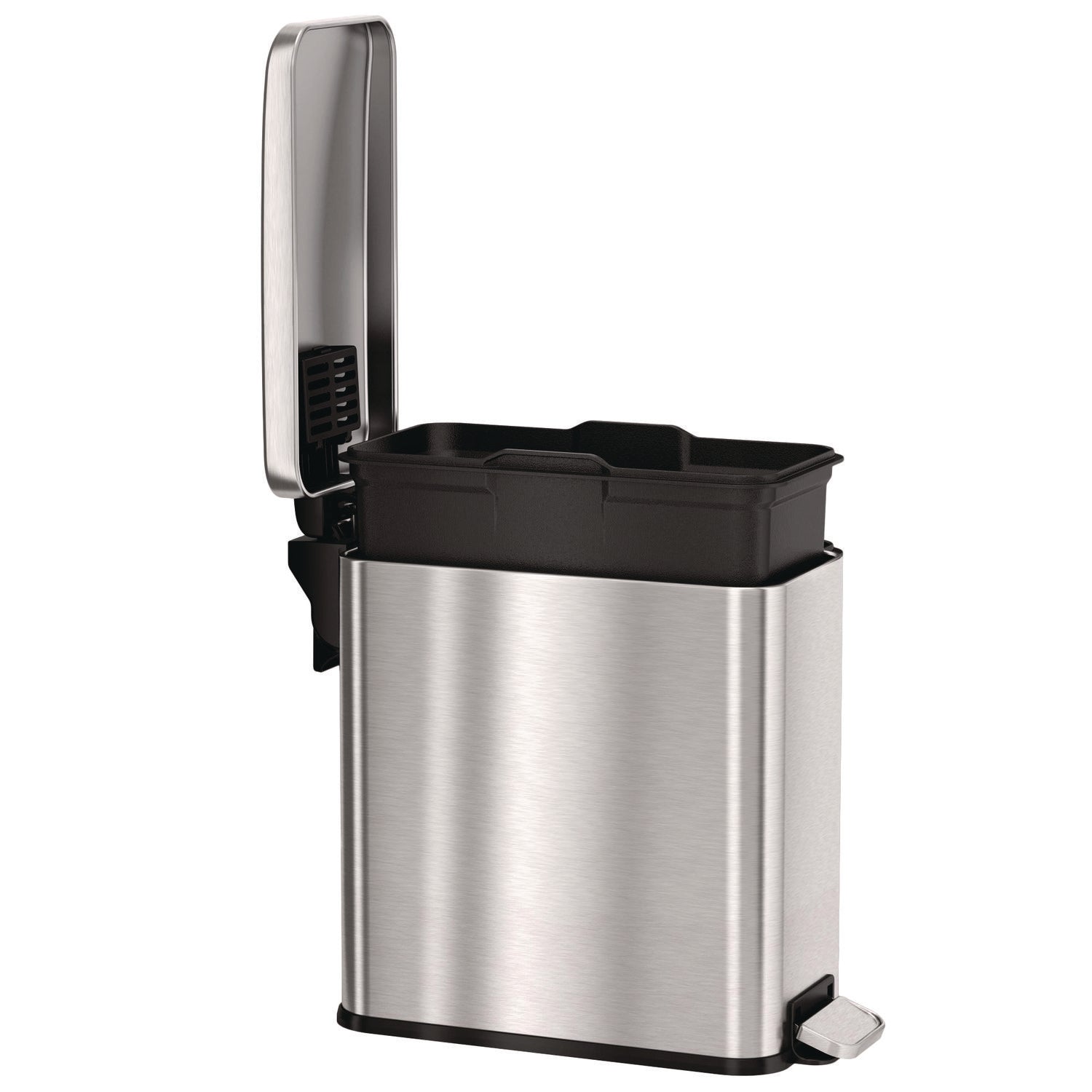 HLS Commercial Step Pedal Trash Can, 3 gal, Plastic/Stainless Steel, Silver (HLSS03R)