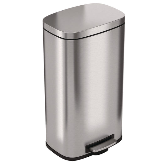 HLS Commercial Step Pedal Trash Can, 8 gal, Plastic/Stainless Steel, Silver (HLSS08R)