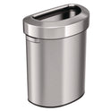 HLS Commercial Open Top Trash Can, Half-Round, 18 gal, Plastic/Stainless Steel, Silver (HLS18DOT)