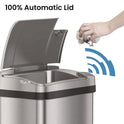 HLS Commercial Rectangular Sensor Trash Can, 4 gal, Plastic/Stainless Steel, Silver (HLS04SS)