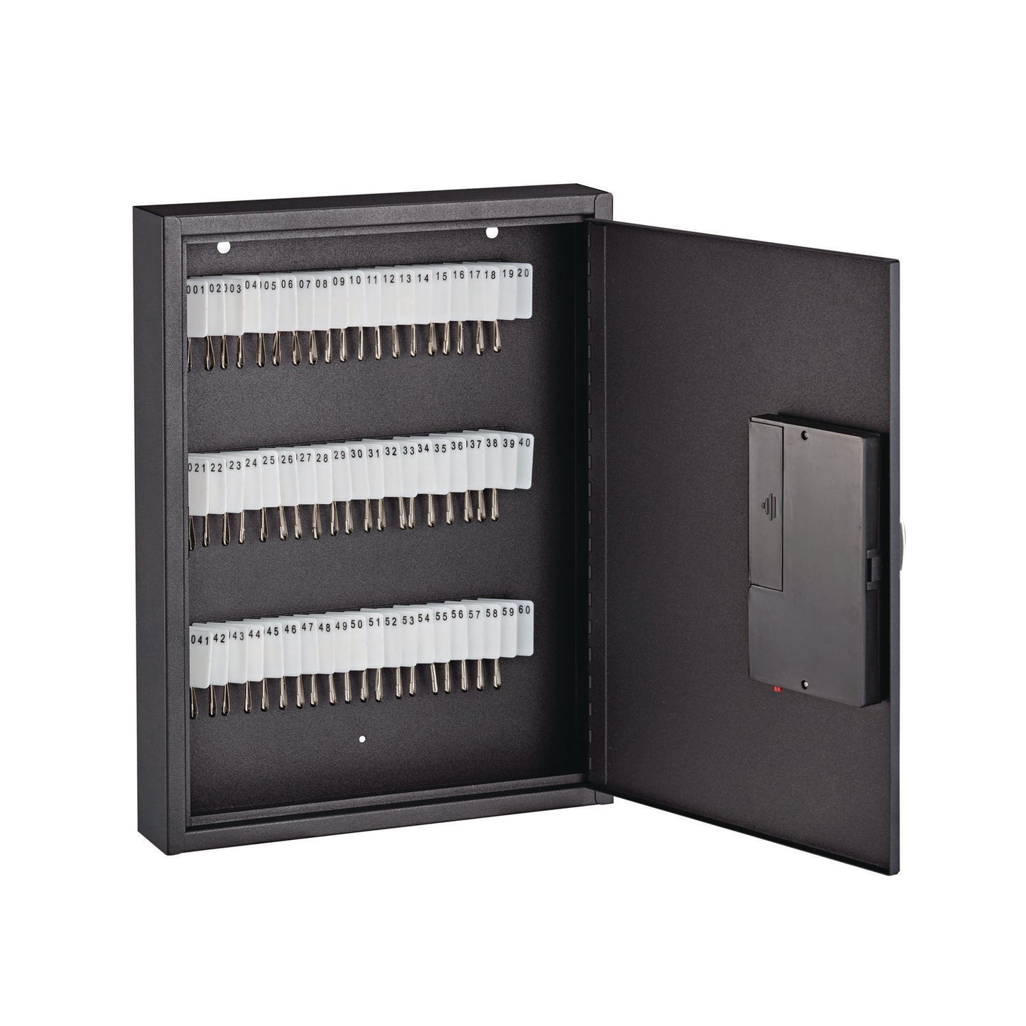 AdirOffice Steel Digital Lock Key Cabinet, 60-Key, 13 x 2.6 x 17, Stainless Steel 304, Black (I68060BLK)