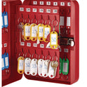 AdirOffice Steel Heavy-Duty Key Cabinet with Combination Lock, 48-Key, 7.1 x 3 x 10, Stainless Steel 304, Red (I68248RED)