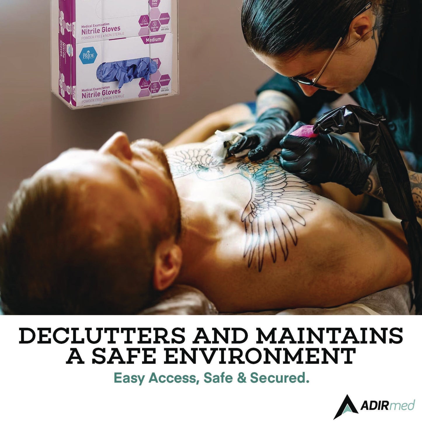 AdirMed Acrylic Glove Dispenser, Double Box Capacity, 10.2 x 3.5 x 10.8, Clear (I90202)