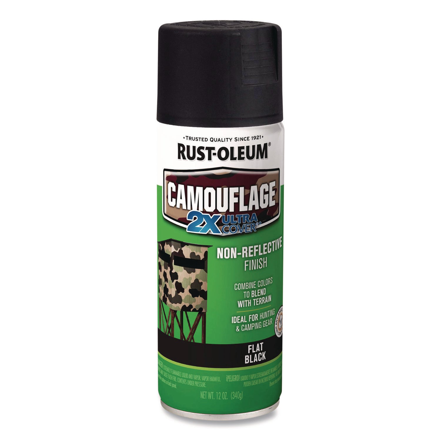 Rust-Oleum Camouflage Spray Paint, Flat Black, 12 oz Aerosol Can (279179)