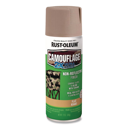 Rust-Oleum Camouflage Spray Paint, Flat Khaki, 12 oz Aerosol Can (279177)