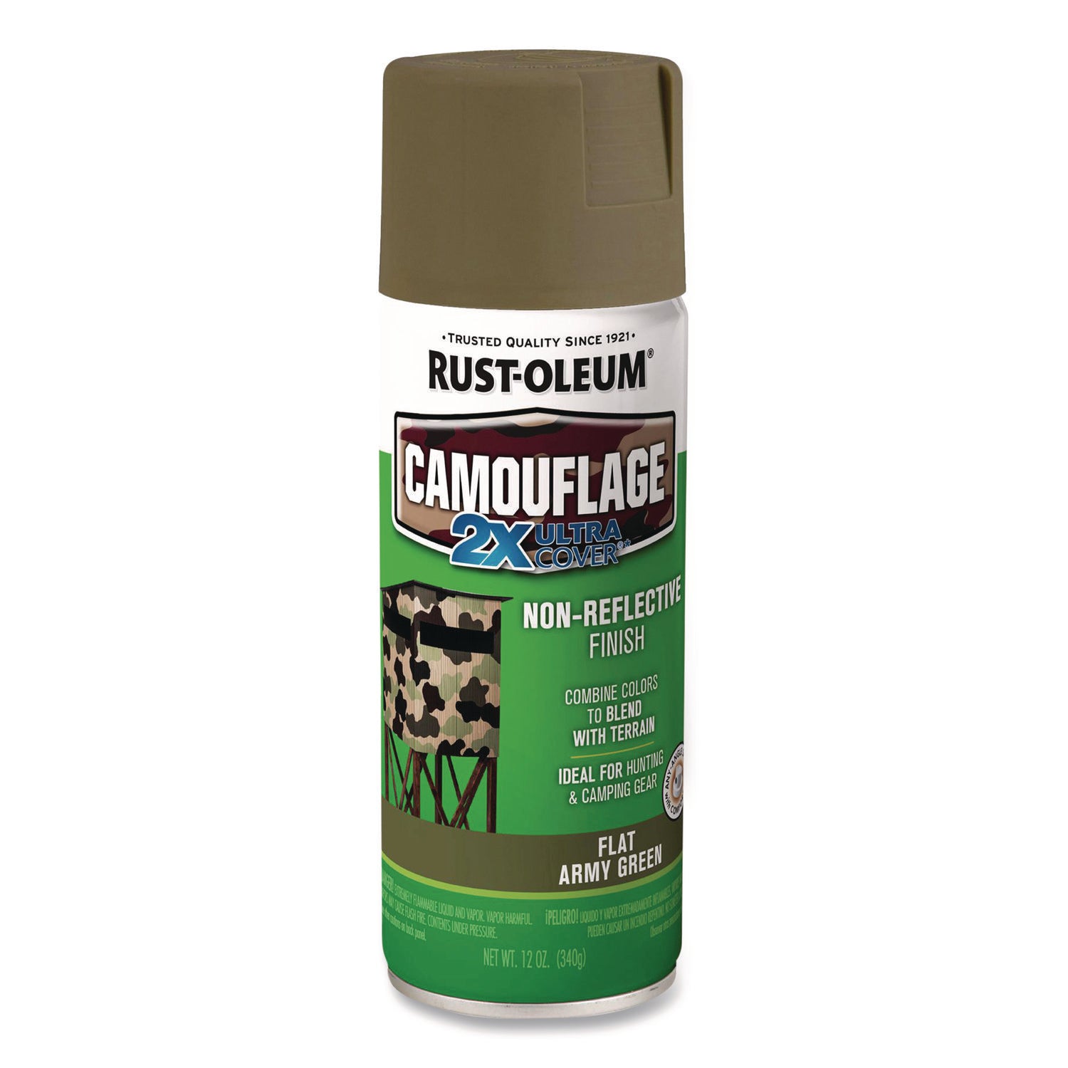 Rust-Oleum Camouflage Spray Paint, Flat Army Green, 12 oz Aerosol Can (279176)