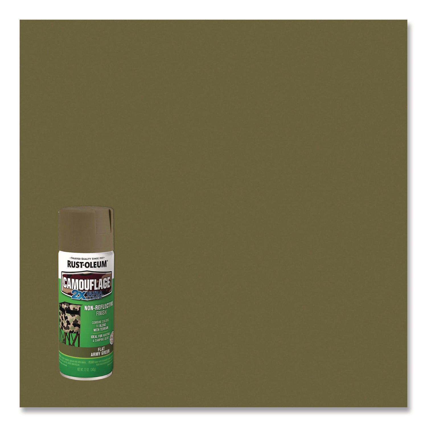 Rust-Oleum Camouflage Spray Paint, Flat Army Green, 12 oz Aerosol Can (279176)