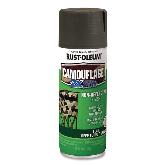 Rust-Oleum Camouflage Spray Paint, Flat Deep Forest Green, 12 oz Aerosol Can (279175)