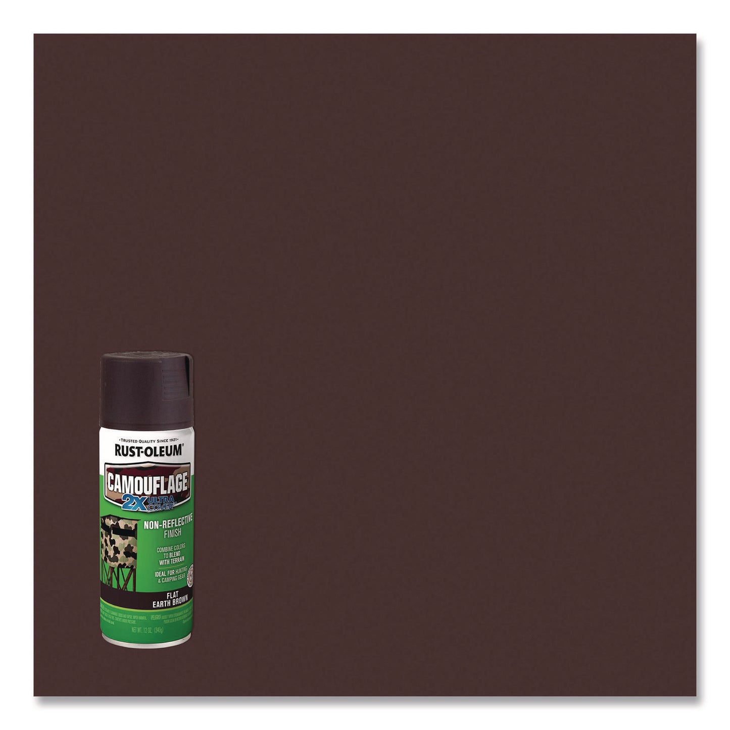 Rust-Oleum Camouflage Spray Paint, Flat Earth Brown, 12 oz Aerosol Can, 6/Carton (279178CT)