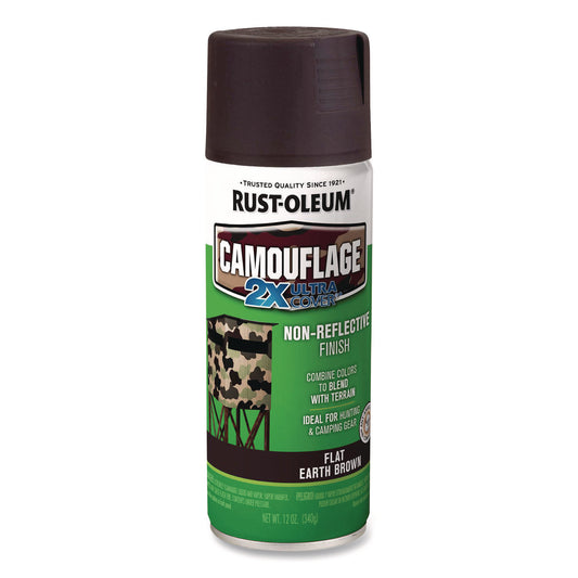 Rust-Oleum Camouflage Spray Paint, Flat Earth Brown, 12 oz Aerosol Can (279178)