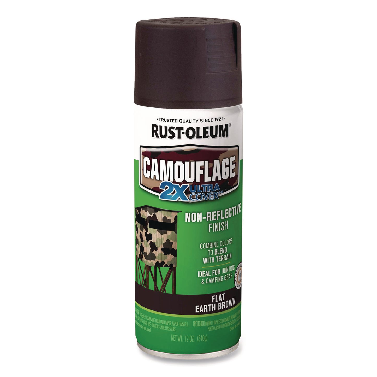 Rust-Oleum Camouflage Spray Paint, Flat Earth Brown, 12 oz Aerosol Can, 6/Carton (279178CT)