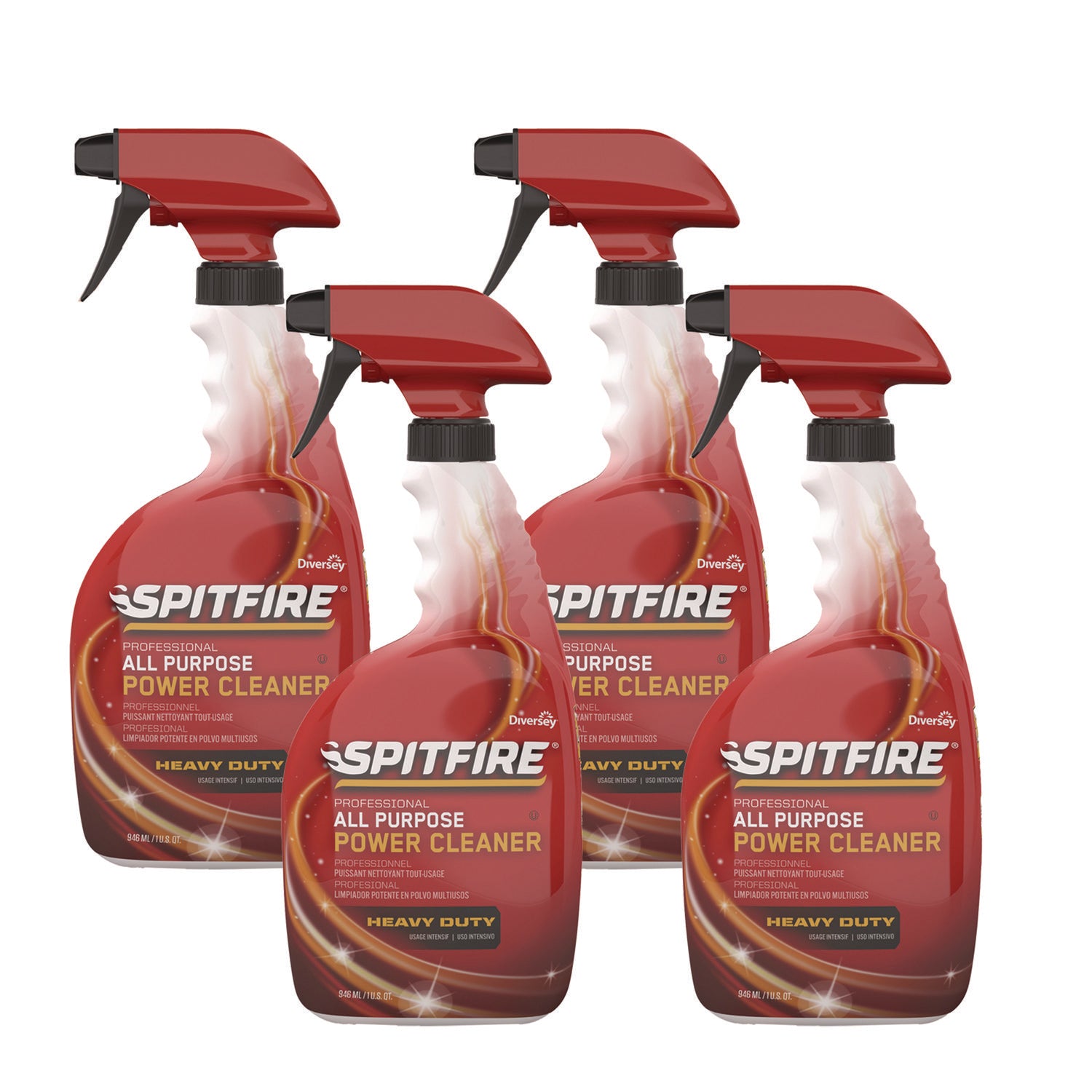 Diversey Spitfire All Purpose Power Cleaner, Liquid, 32 oz Spray Bottle, 4/Carton (CBD540038)