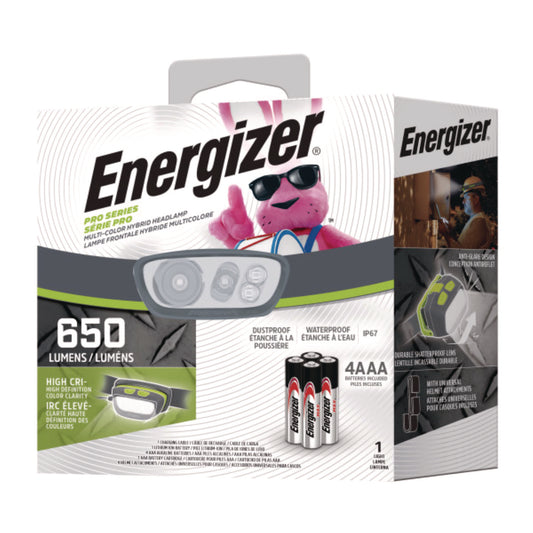 Energizer Pro Series Multi-Color Hybrid Headlamp, Rechargeable Lithium Ion/4 AAA Batteries (Included), Gray/Green (ENY38A42P)