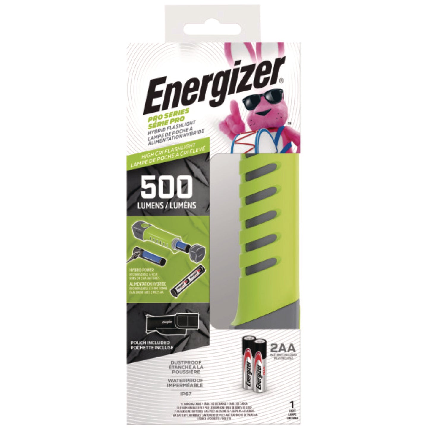 Energizer Pro Series Hybrid Handheld, Rechargeable Lithium Ion/2 AA Batteries (Included), Gray/Green (ENYPHH21)