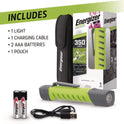 Energizer Pro Series Inspection Light, Rechargeable Lithium Ion/2 AAA Batteries (Included), Gray/Green (ENYPHH22)