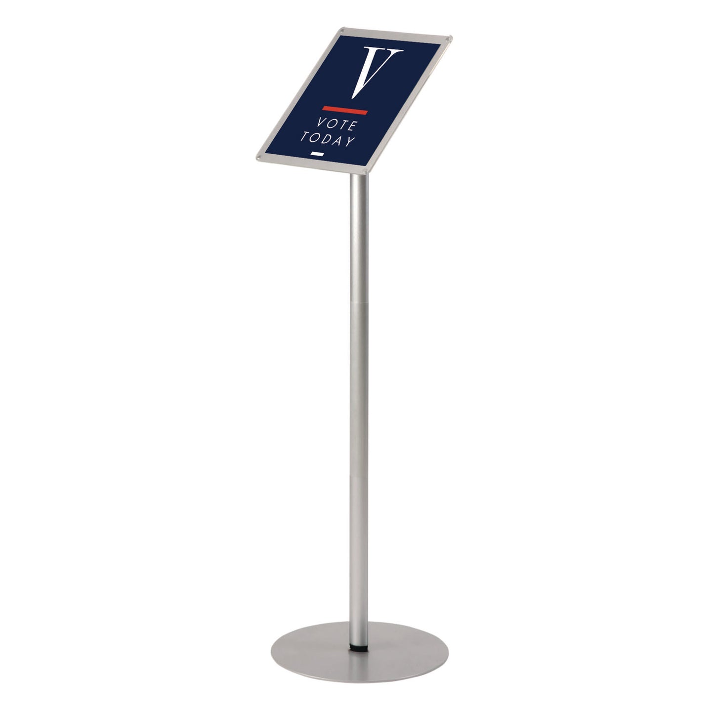 Deflecto Floor Sign Display with Rear Literature Pocket, 8.5 x 11 Insert, 45" Tall, Silver (692045)