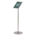 Deflecto Floor Sign Display with Rear Literature Pocket, 8.5 x 11 Insert, 45" Tall, Silver (692045)