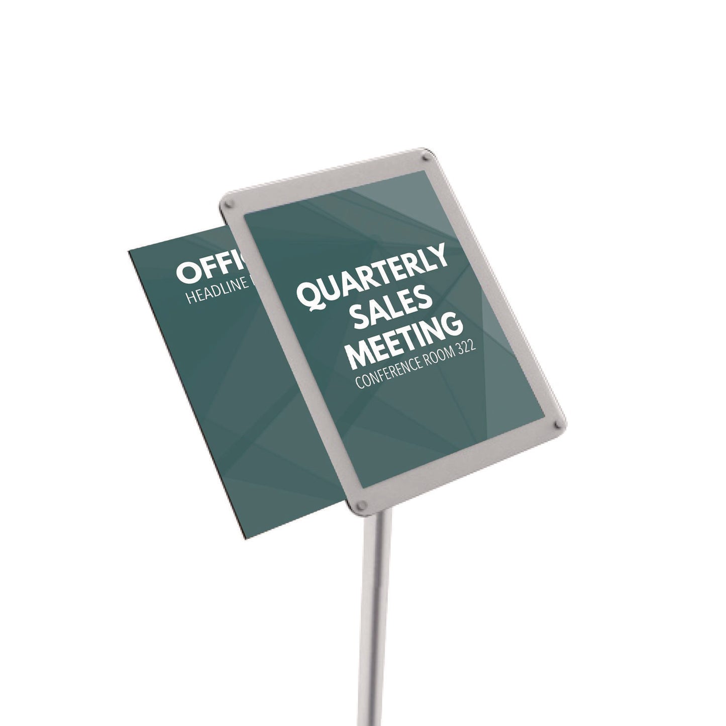 Deflecto Floor Sign Display with Rear Literature Pocket, 8.5 x 11 Insert, 45" Tall, Silver (692045)