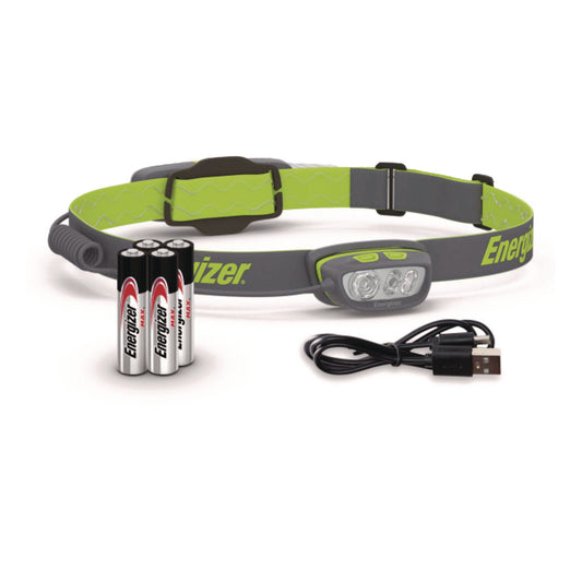 Energizer Pro Series Multi-Color Hybrid Headlamp, Rechargeable Lithium Ion/4 AAA Batteries (Included), Gray/Green (ENY38A42P)