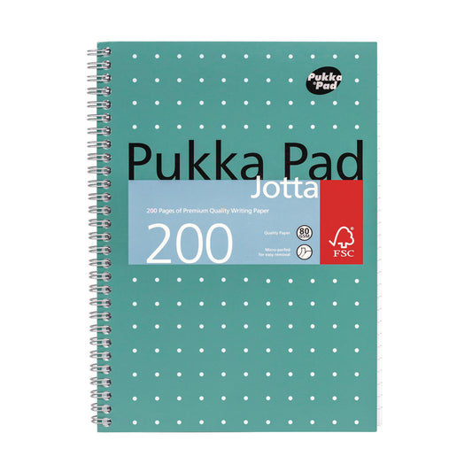 PUKKA PAD B5 Size Notebook, 1 -Subject, Medium/College Rule, Green Cover, (100) 9.8 x 6.9 Sheets, 3/Pack (8520MET)