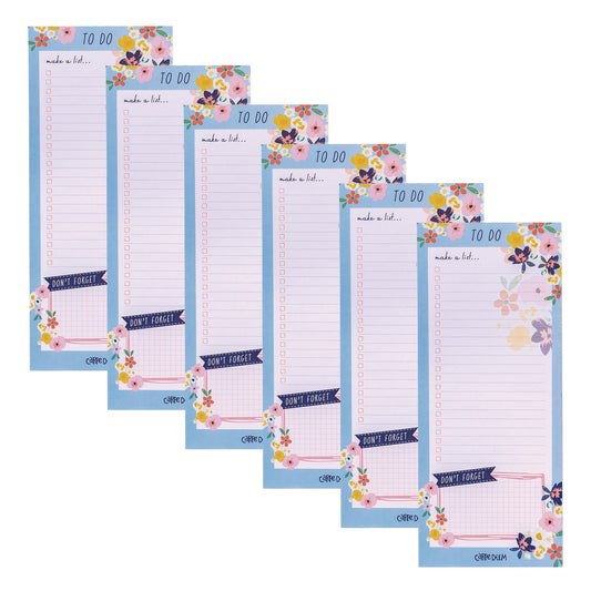 PUKKA PAD Magnetic To Do List, Unruled, 60 Multicolor Floral, 3.5 x 8.5 Sheets, 6/Pack (9206CD)