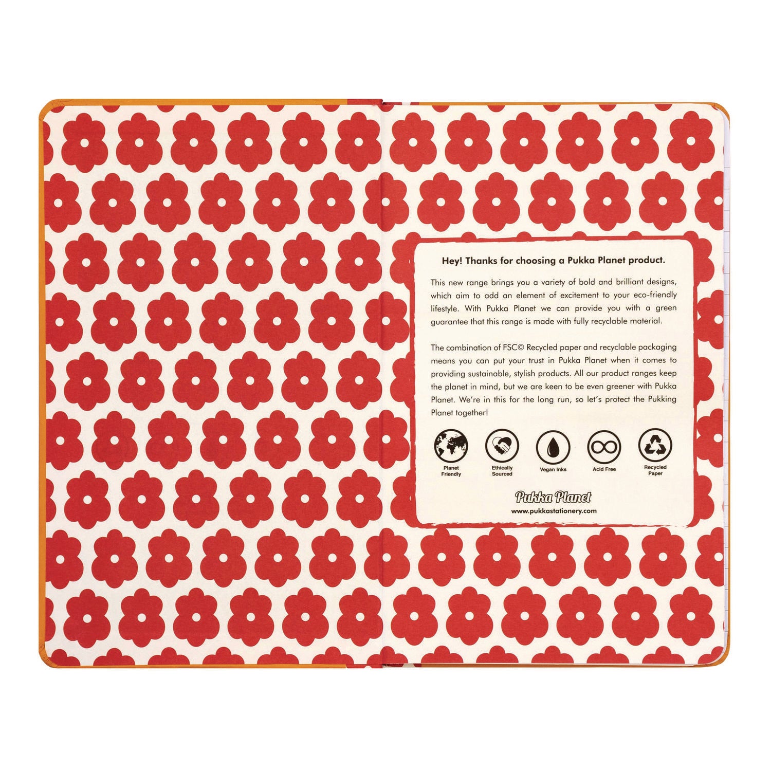 PUKKA PAD Soft Cover Eco Notebook, 1-Subject, Medium/College Rule, Orange/Pink Red/White, (96) 8.3 x 5.8 Sheets (9705SPP)