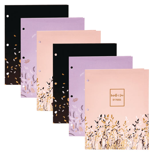 PUKKA PAD Two-Pocket Portfolio Folder, 1" Capacity, 9.6 x 11.9, Assorted Floral, 6/Pack (9108ROC)