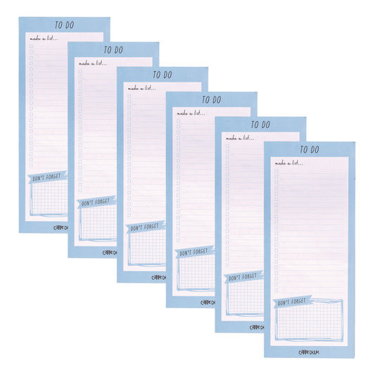 PUKKA PAD Magnetic To Do List, Unruled, 60 Blue/White 3.5 x 8.5 Sheets, 6/Pack (9176CD)