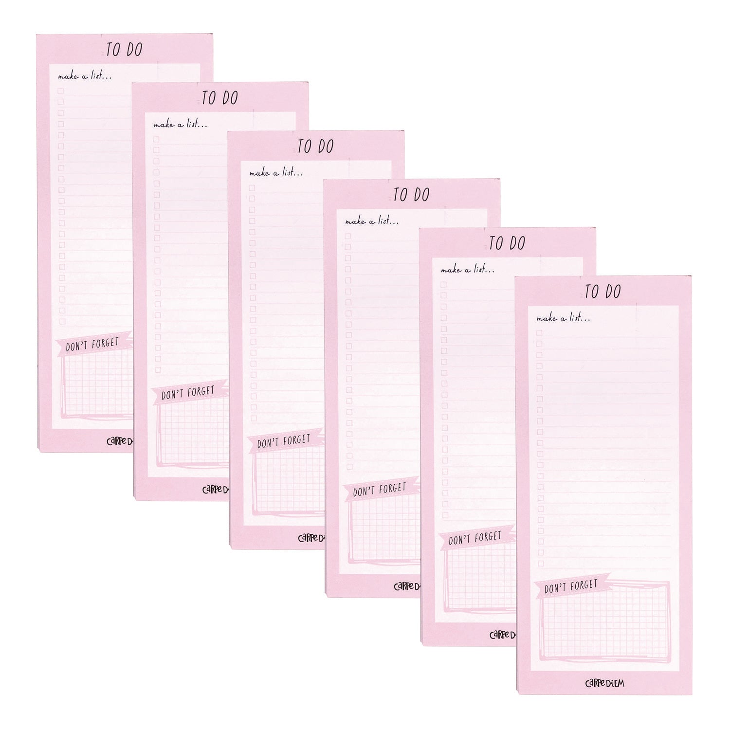 PUKKA PAD Magnetic To Do List, Unruled, 60 Pink/White 3.5 x 8.5 Sheets, 6/Pack (9161CD)