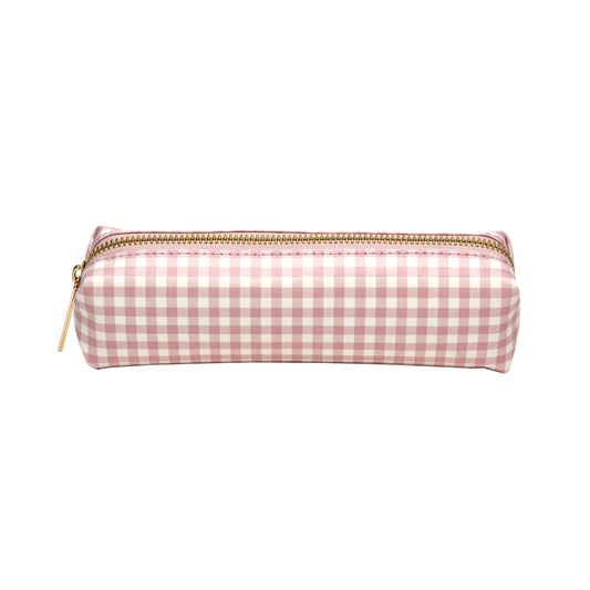 PUKKA PAD Pencil Case, 7.9" x 2" x 2", Pink/White Check (9201CD)