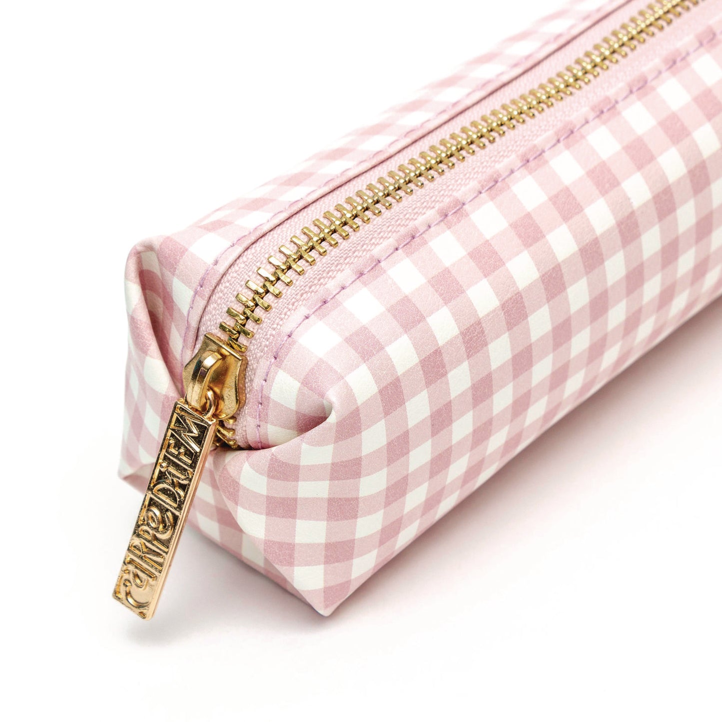 PUKKA PAD Pencil Case, 7.9" x 2" x 2", Pink/White Check (9201CD)