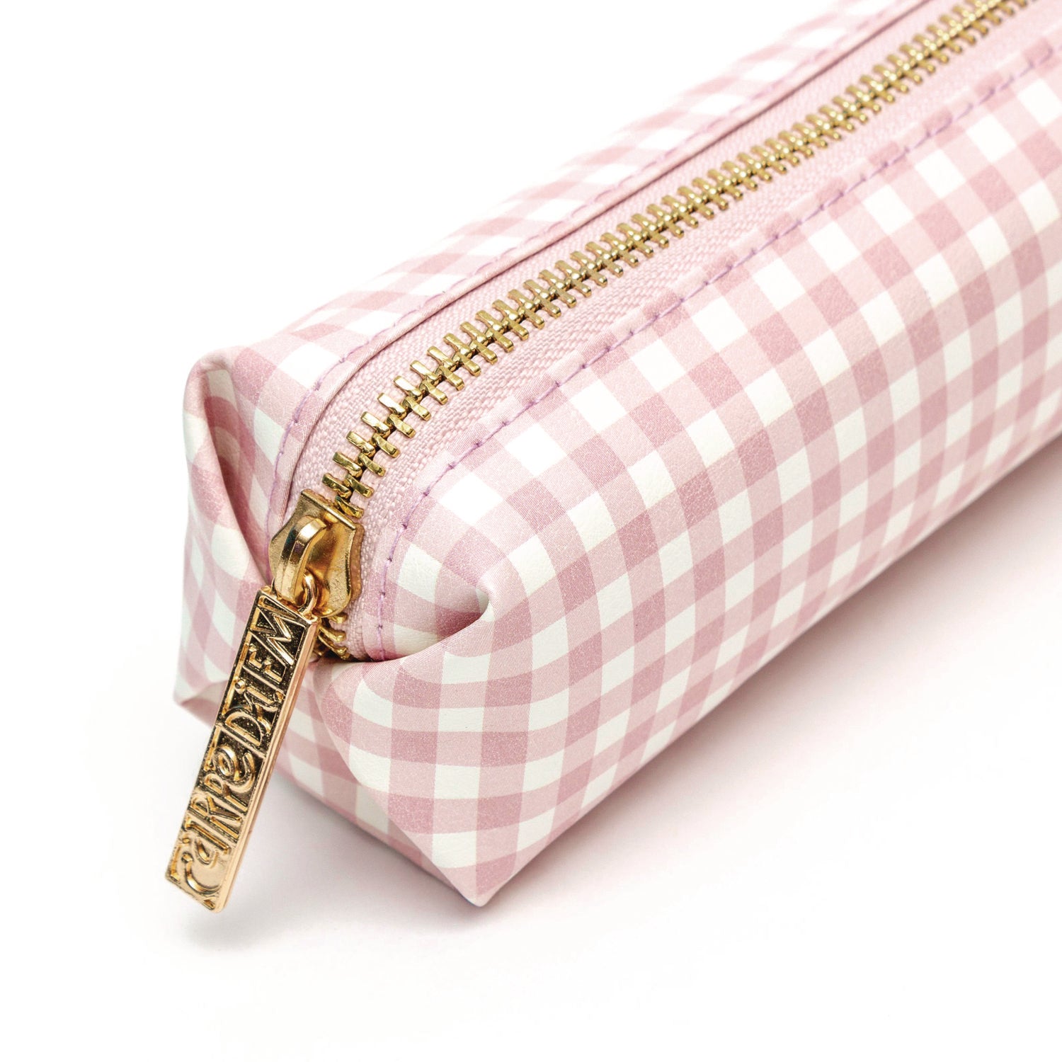 PUKKA PAD Pencil Case, 7.9" x 2" x 2", Pink/White Check (9201CD)