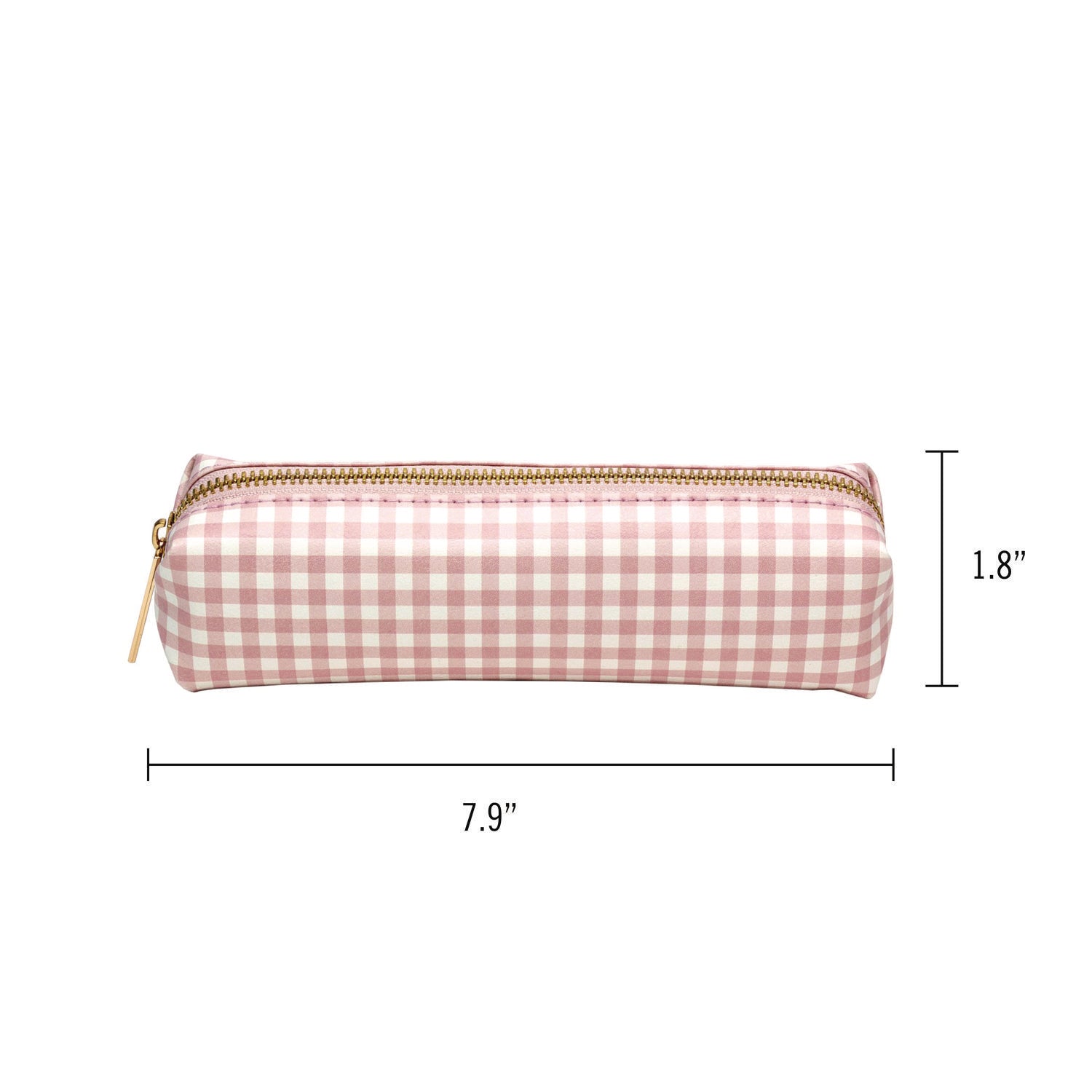 PUKKA PAD Pencil Case, 7.9" x 2" x 2", Pink/White Check (9201CD)