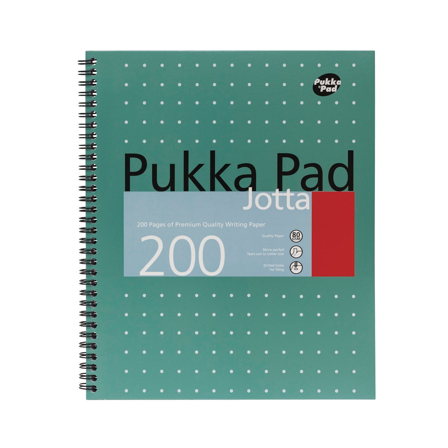 PUKKA PAD Letter Size Notebook, 1-Subject, Medium/College Rule, Metallic Green with White Dots Cover, (100) 11 x 8.5 Sheets, 3/Pack (8751MET)