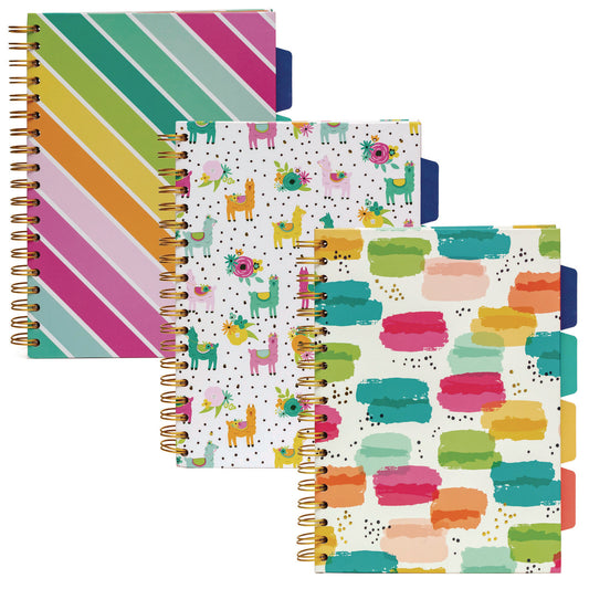 PUKKA PAD B5 Size Project Book, 4-Subject, Medium/College Rule, Assorted Cover Colors, (100) 9.8 x 6.9 Sheets, 3/Pack (9032CD)