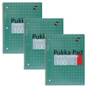 PUKKA PAD Letter Size 1-Subject Notebook, Medium/College Rule, Metallic Green Cover with White Dots, (50), 10.5 x 8 Sheets, 3/Pack (8795MET)