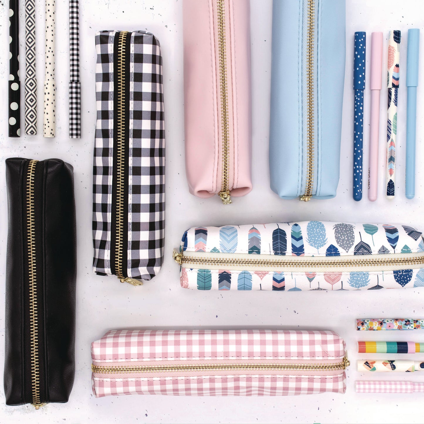 PUKKA PAD Pencil Case, 7.9" x 2" x 2", Black/White Check (9185CD)