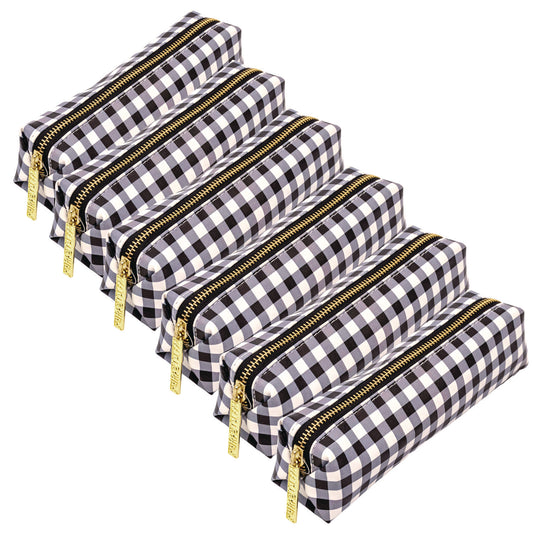 PUKKA PAD Pencil Case, 7.9" x 2" x 2", Black/White Check (9185CD)