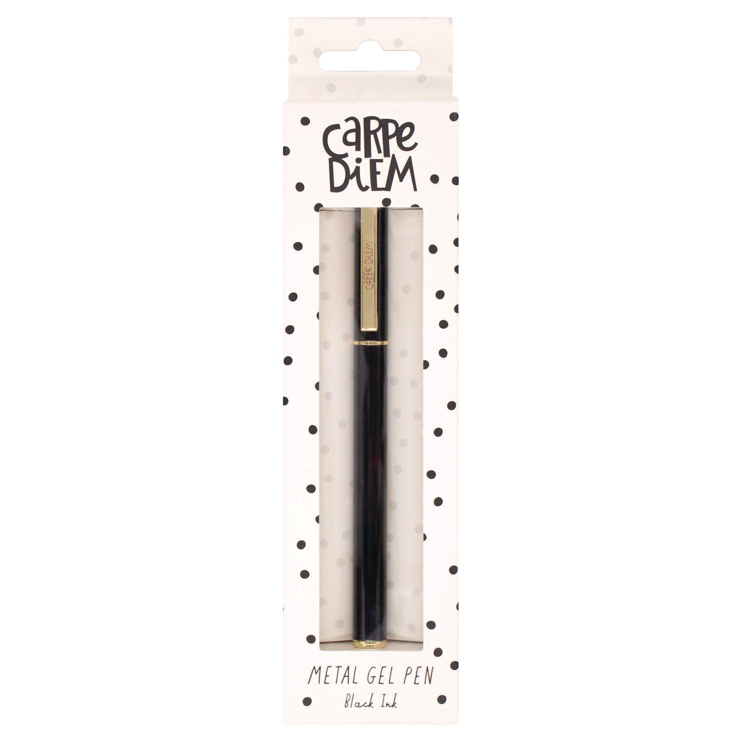 PUKKA PAD Carpe Diem All Metal Gel Pens Gel Pen, Stick, Medium 0.7 mm, Black Ink, Black Barrel, 6/Pack (9114CD)