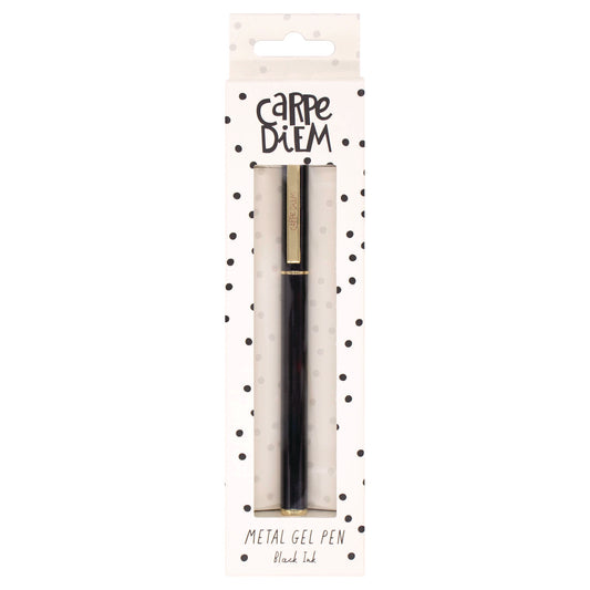 PUKKA PAD Carpe Diem All Metal Gel Pens Gel Pen, Stick, Medium 0.7 mm, Black Ink, Black Barrel, 6/Pack (9114CD)