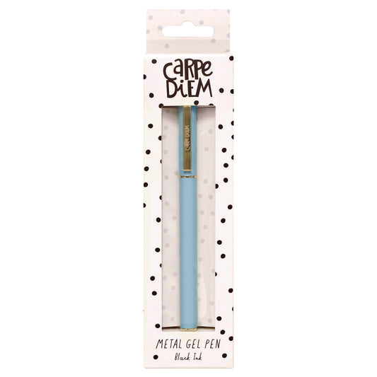 PUKKA PAD Carpe Diem All Metal Gel Pens Gel Pen, Stick, Medium 0.7 mm, Black Ink, Blue Barrel, 6/Pack (9171CD)