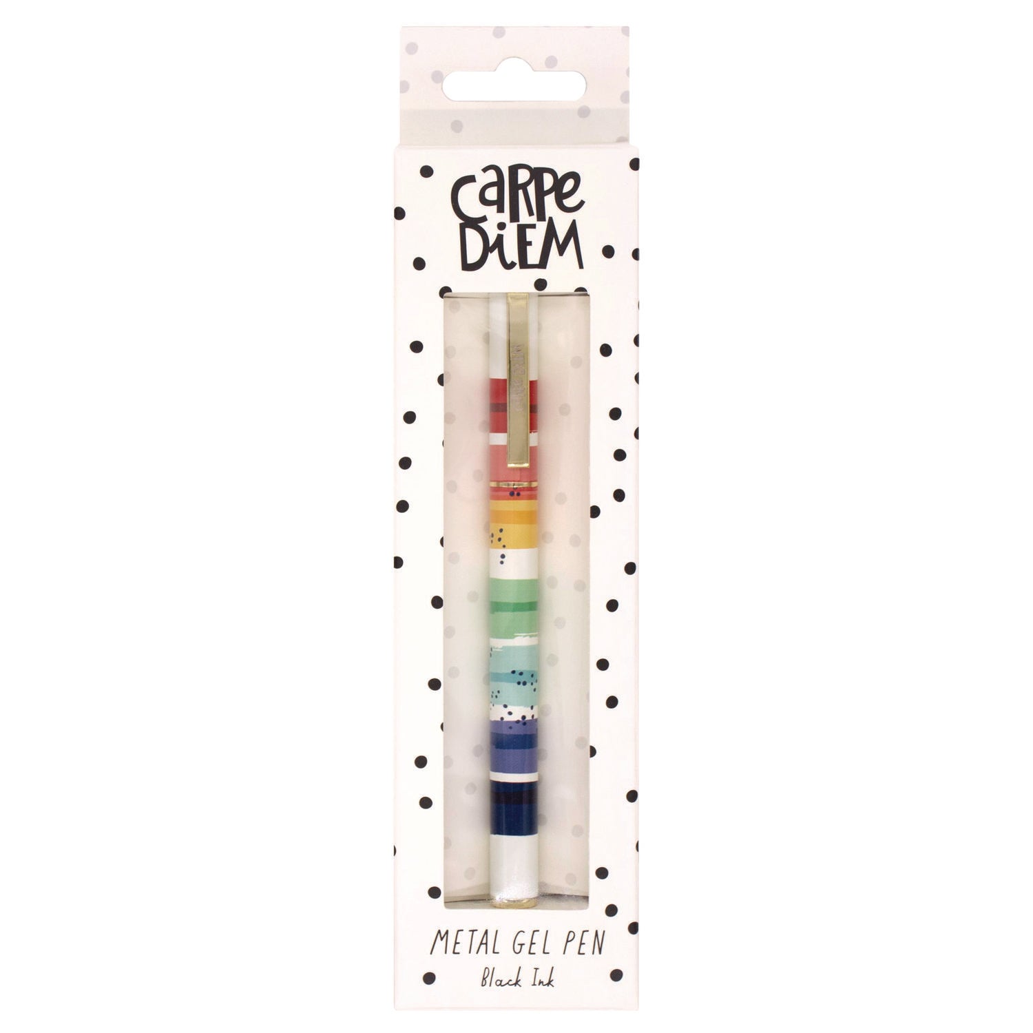 PUKKA PAD Carpe Diem All Metal Gel Pens Gel Pen, Stick, Medium 0.7 mm, Black Ink, Color Wash Multicolor Barrel, 6/Pack (9181CD)