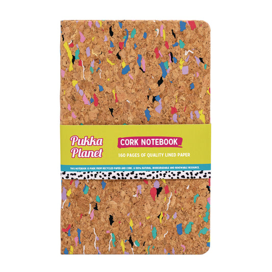 PUKKA PAD Soft Cover Eco Notebook, 1-Subject, Medium/College Rule, Cork/Multicolor Cover, (96) 8.27 x 5.24 Sheets (9855SPP)