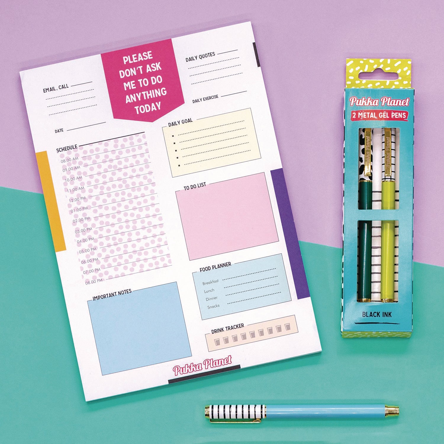 PUKKA PAD Eco Daily Planning Pad, Pukka Planet Artwork/Formatting, 9.84 x 7.48, White/Multicolor Sheets, 60-Days: Undated (9741SPP)