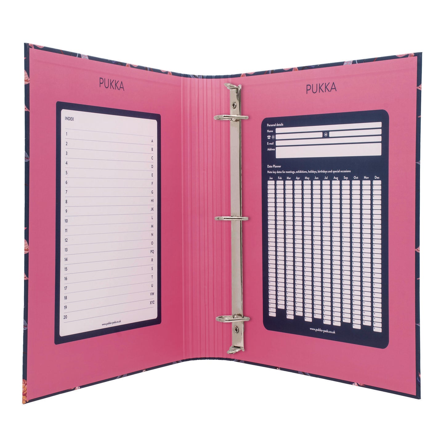PUKKA PAD Rollbound Binder, 3 Rings, 1" Capacity, 11 x 8.5, Blue/Pink/Yellow (9607BLM)