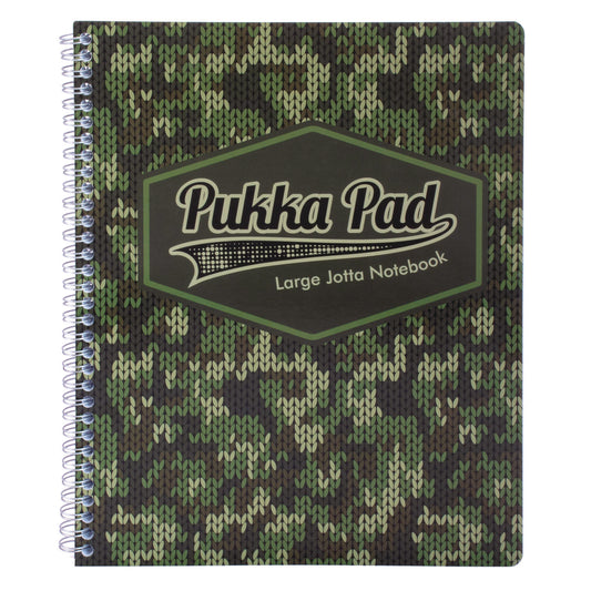 PUKKA PAD Letter Size Notebook, 1-Subject, Medium/College Rule, Green/Black Camo Knit Cover, (100) 11 x 8.5 Sheets, 3/Pack (9755CAM)