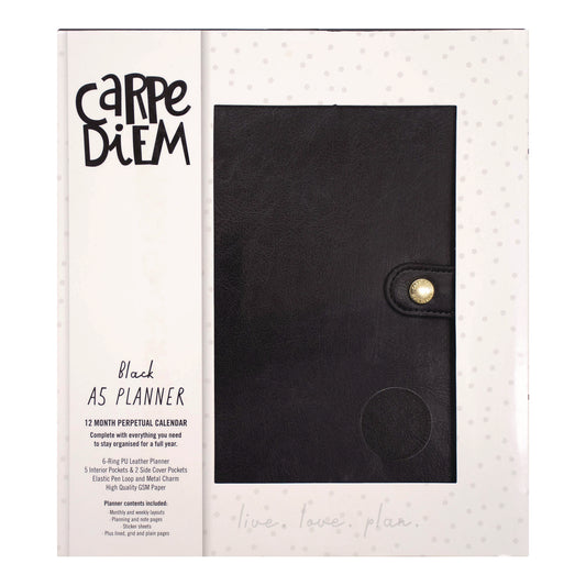 PUKKA PAD A5 Planner, 10.24 x 9.25, Black Cover, 12-Month (9109CD)