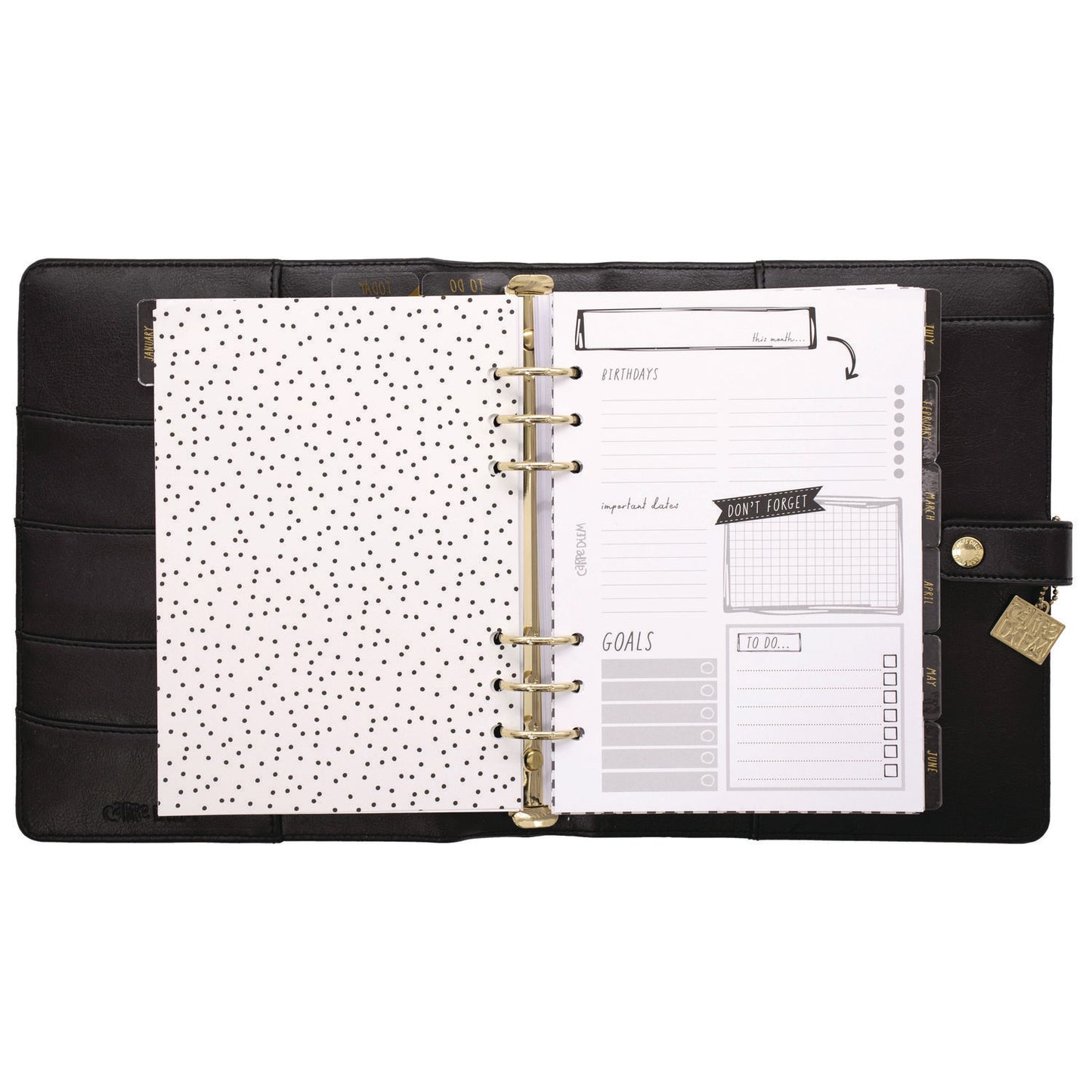 PUKKA PAD A5 Planner, 10.24 x 9.25, Black Cover, 12-Month (9109CD)